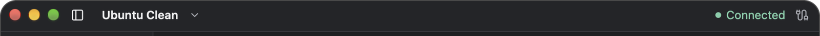 Server picker at the left of the window header and Connected status at the right